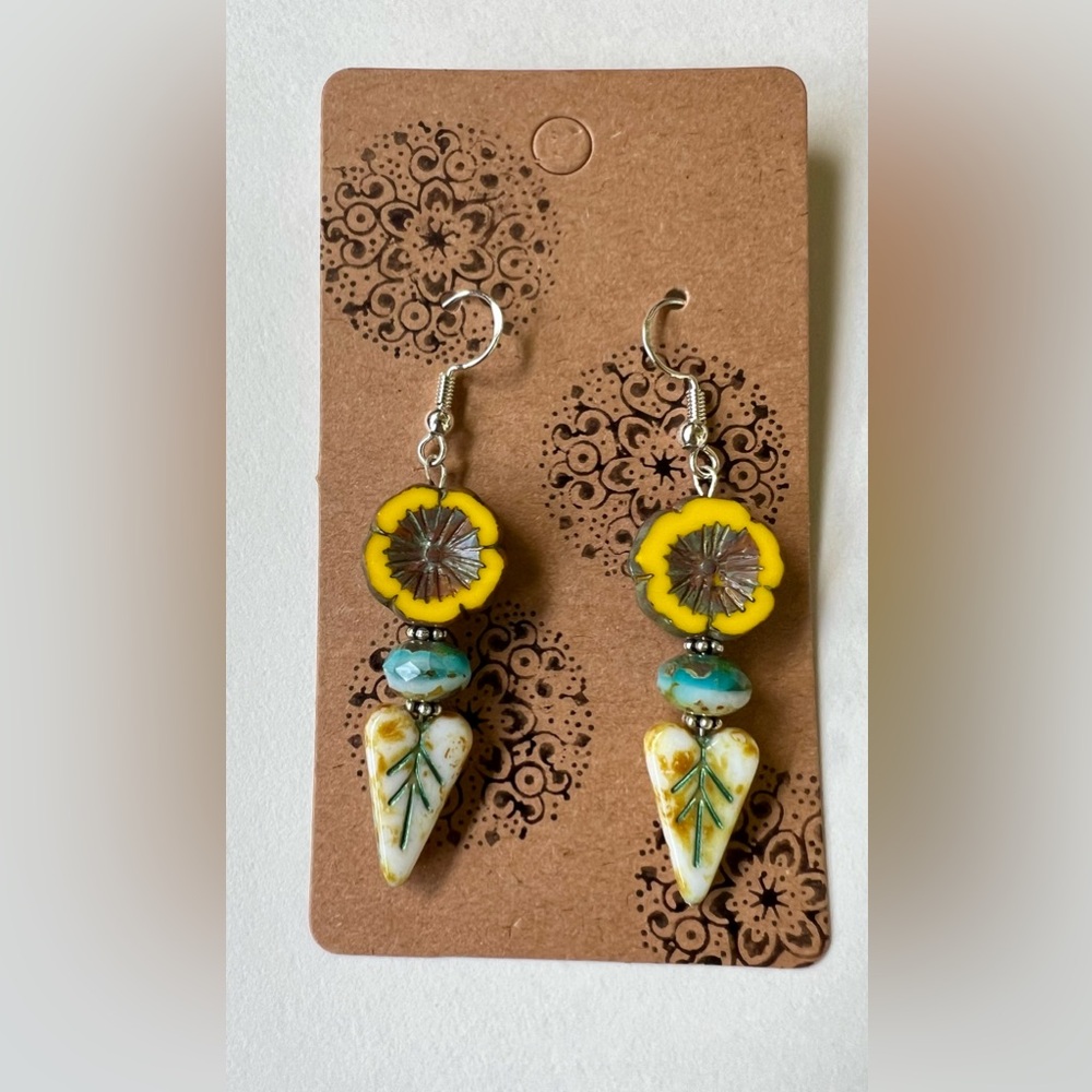 Solid Sterling Czech Earrings - image 2